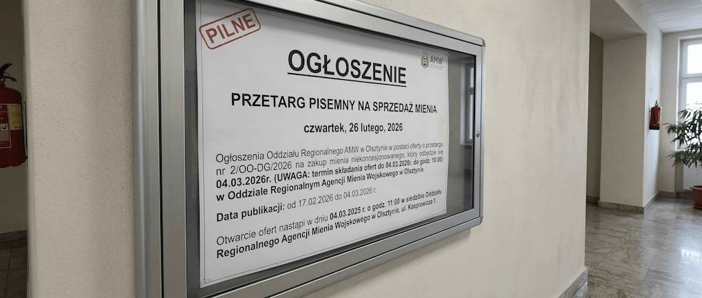 Ogłoszenie przetarg pisemny na sprzedaż mienia