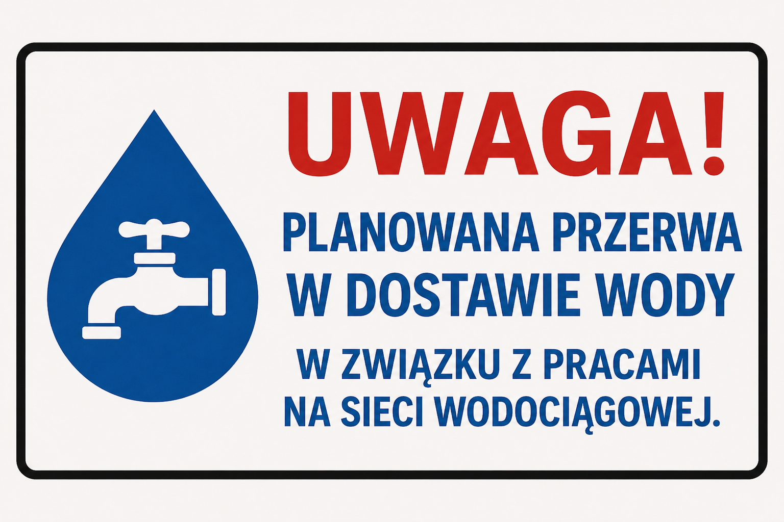 Uwaga planowana przerwa w dostawie wody do miejscowości Bartąg, w dniu 5 maja 2026 r. (wtorek)