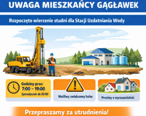 Uwaga! Rozpoczęły się prace związane z wierceniem studni głębinowej nr 3 i nr 4 w Gągławkach