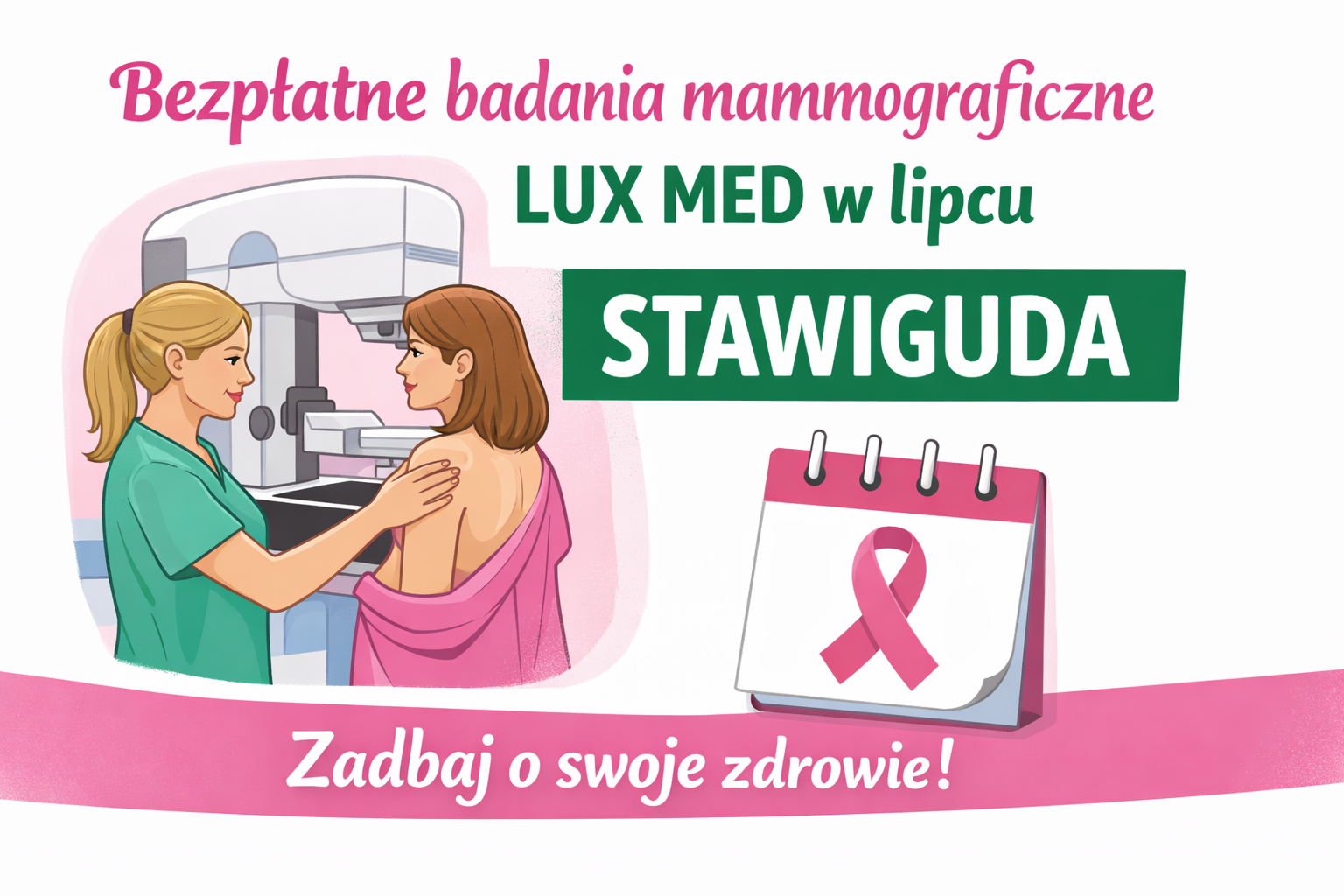 Bezpłatne badania mammograficzne LUX MED w lipcu –  Stawiguda