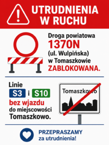 Utrudnienia w ruchu – Tomaszkowo
