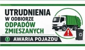 Awaria pojazdu odbierającego odpady komunalne.