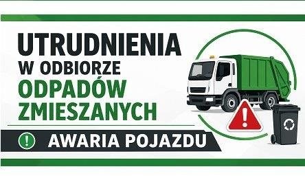 Awaria pojazdu odbierającego odpady komunalne.