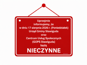 17 sierpnia Urząd Gminy Stawiguda i CUS będą nieczynne