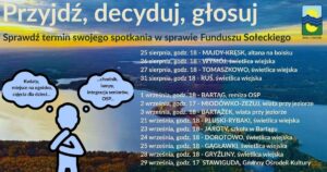 Harmonogram zebrań wiejskich dotyczących przeznaczenia środków z Funduszu Sołeckiego